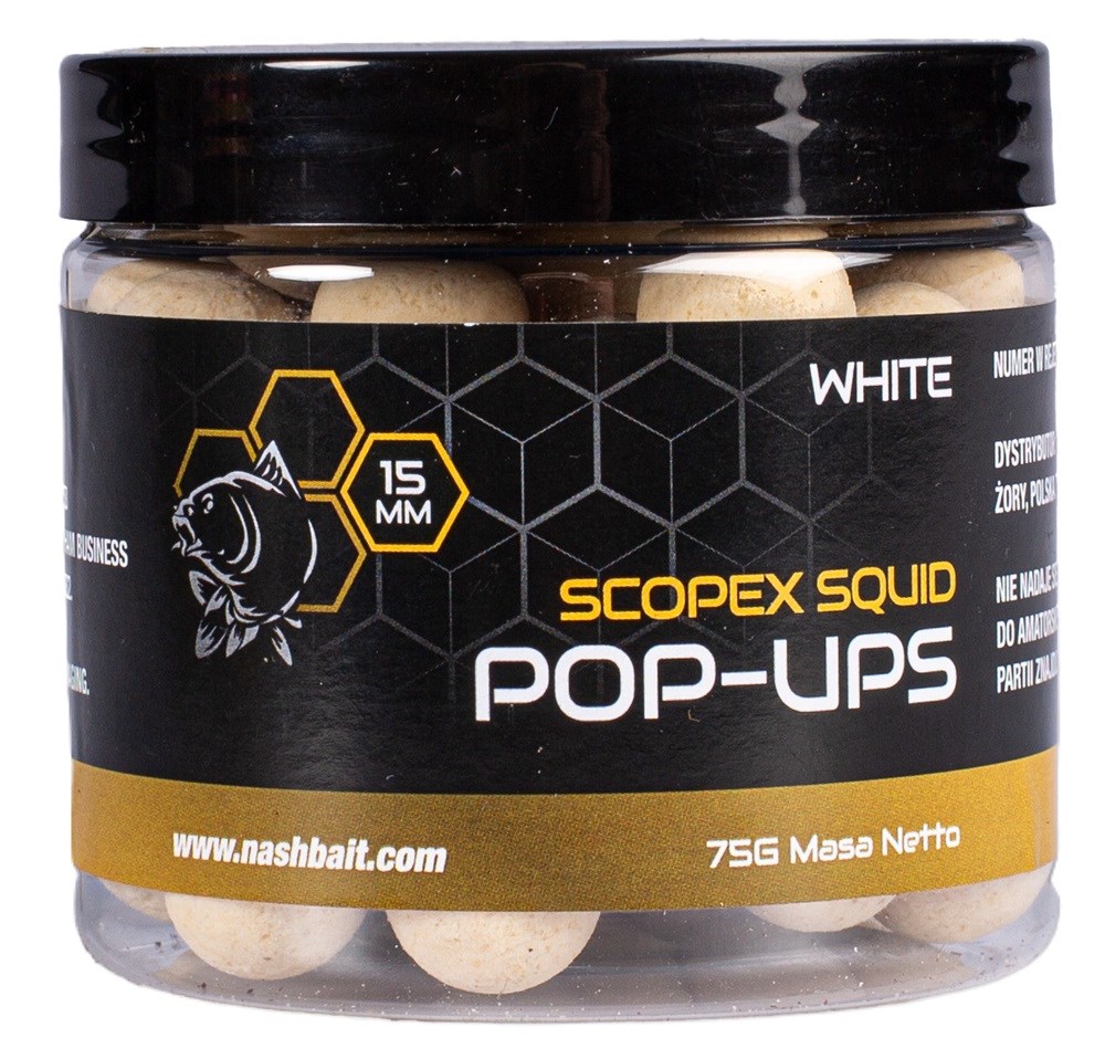 Nash Plovoucí Boilie Pop Ups Scopex Squid White 75 g (1)
