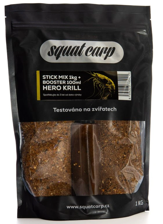 Levně Squat carp stick mix hero krill 1 kg + booster 100 ml