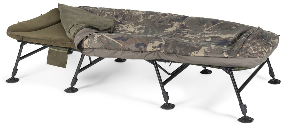 Nash lehátko se spacákem indulgence hd40 sleep system 8 legs camo wide