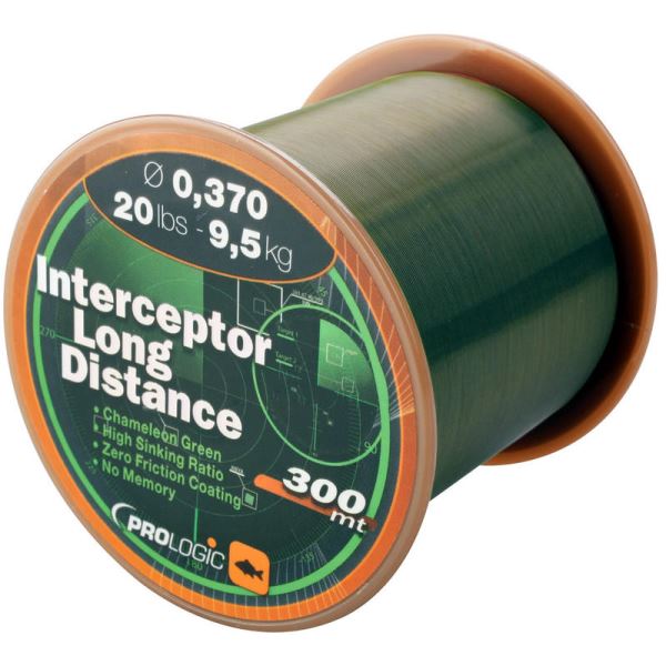 Prologic Vlasec Interceptor Long Distance 300 m Green Průměr 0,25 mm / Nosnost 5,5 kg
