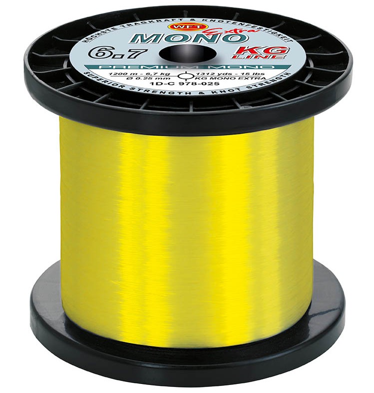 Levně Wft vlasec kg mono extra neon yellow 1200 m - 0,25 mm 6,7 kg
