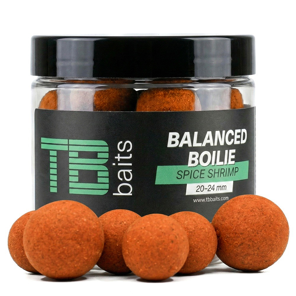 Levně Tb baits vyvážené boilie balanced + atraktor spice shrimp 100 g 20-24 mm