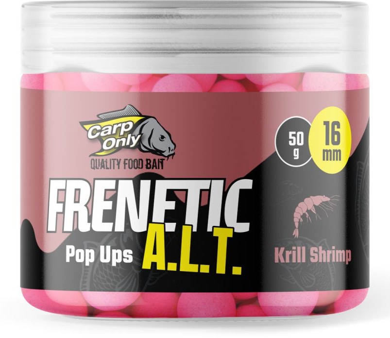 Levně Carp only plovoucí boilies frenetic a.l.t. hi-visual pop ups 16 mm 50 g - krill shrimp