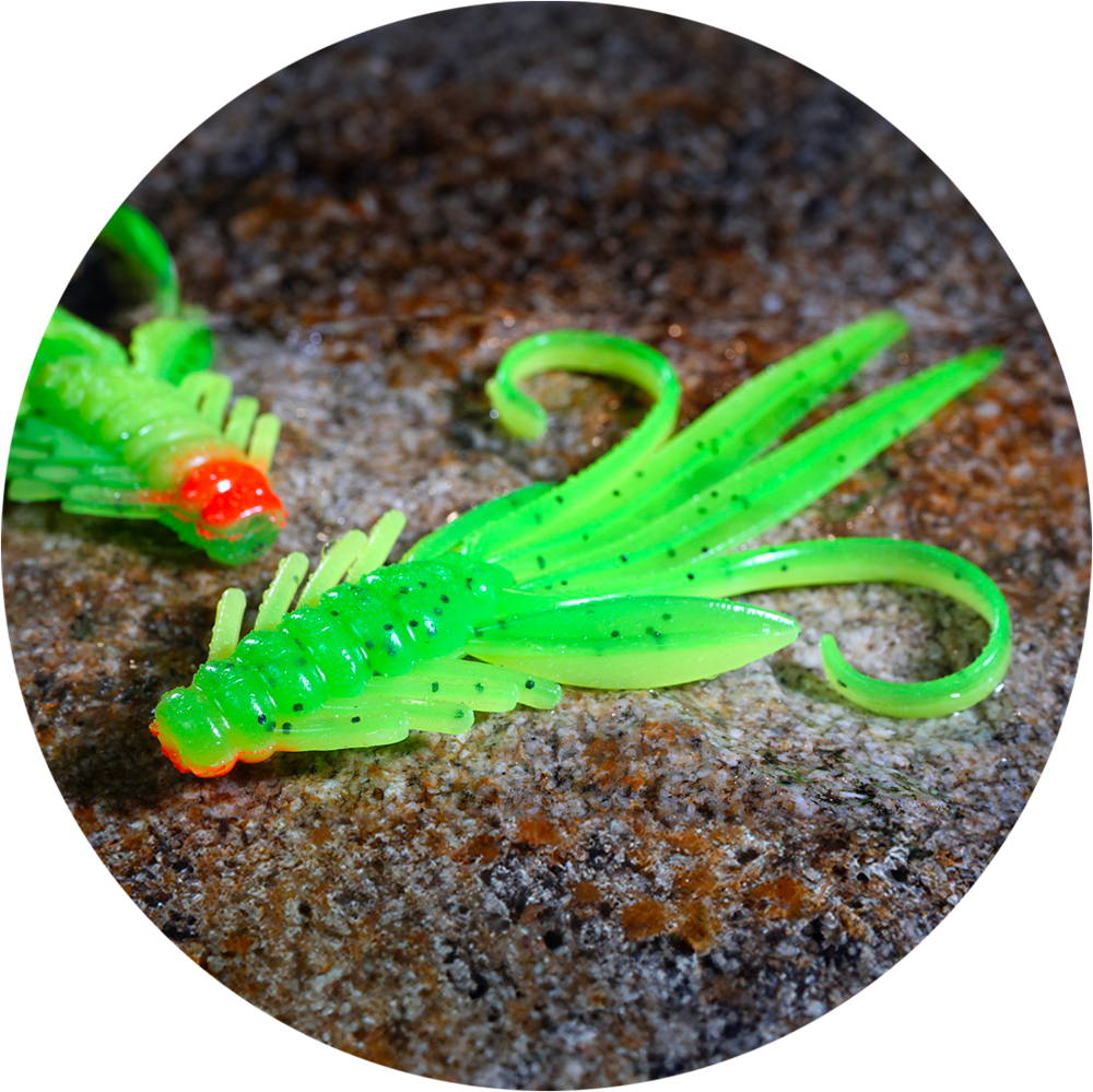 Redbass gumová nástraha nymfa fluo/green rh uv - l 80 mm 2,3 g