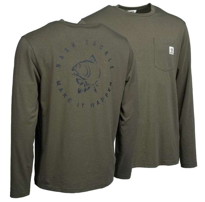 Nash triko make it happen carp logo long sleeve t-shirt green - l