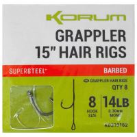 Korum Návazec Grappler 15” Hair Rigs Barbed 38 cm - Velikost Háčku 8 Průměr 0,30 mm Nosnost 14 lb