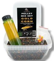 Method Feeder Fans Pellet Mix Set Fluo 2 mm 500 g + Fluo Booster 200 ml - Gelden Corn