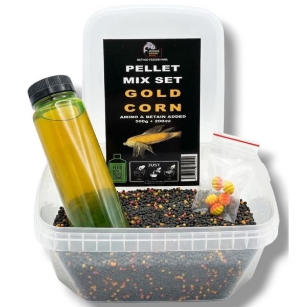 Method Feeder Fans Pellet Mix Set Fluo 2 mm 500 g + Fluo Booster 200 ml
