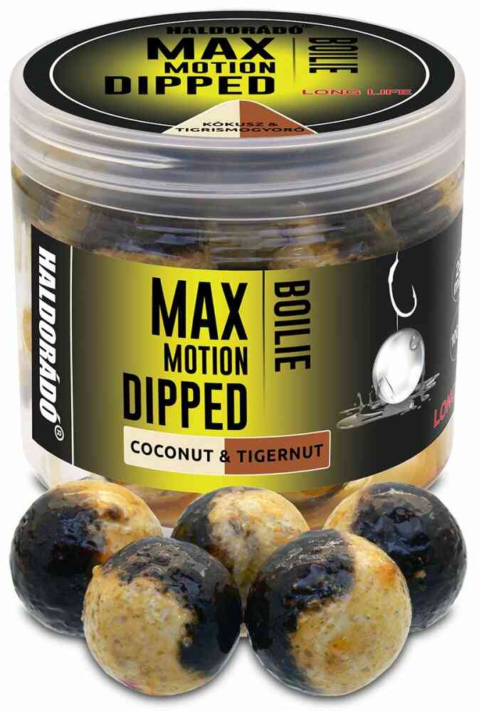 Haldorádó dipované boilies dipped max motion 80 g 20 mm - kokos tygří ořech