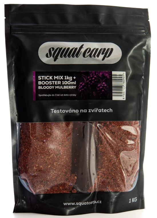 Levně Squat carp stick mix bloody mulberry 1 kg + booster 100 ml