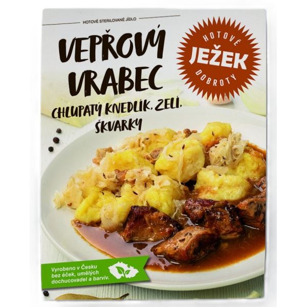 Ježkovy Krabičky Vepřový Vrabec a Chlupaté Knedlíky Se Zelím a Škvarky 450 g