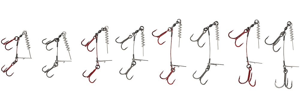 Savage gear návazec s trojháčky carbon49 corkscrew stinger 1-nosnost 28 kg /vel.háčku 1/0