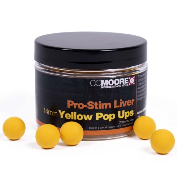 CC Moore Plovoucí Boilie Pro-Stim Liver Yellow Pop Ups 14 mm 45 ks