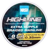 Nash Splétaná Šňůra Highline Extra Supple Braid UV Yellow 600 m - 0,35 mm 18,14 kg