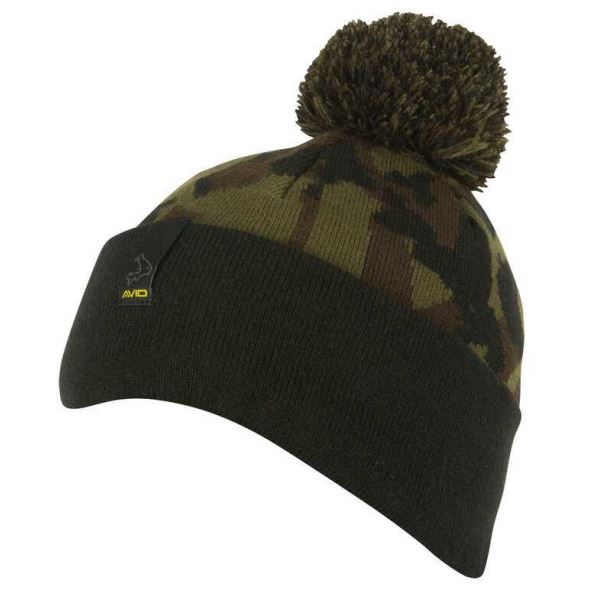 Avid Carp Čepice Black And Camo Bobble Hat