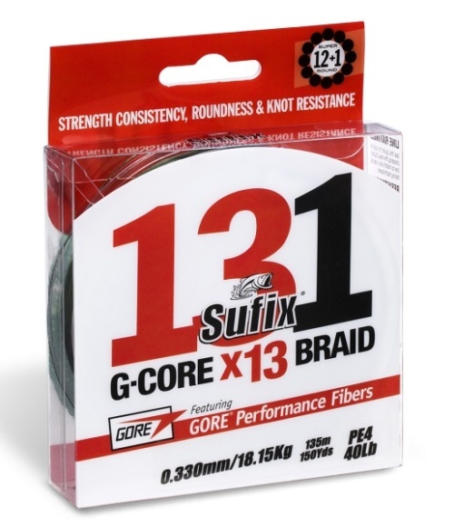 Sufix splétaná šňůra 131 g-core málo viditelná zelená 150 m-průměr 0,185 mm / nosnost 11,4 kg