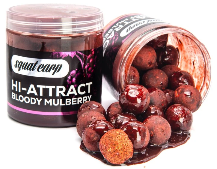 Levně Squat carp boilies v dipu hi-attract bloody mulberry 220 g - 20 mm