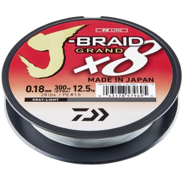 Daiwa Splétaná Šňůra J-Braid 8 Grand Světle Šedá 135 m