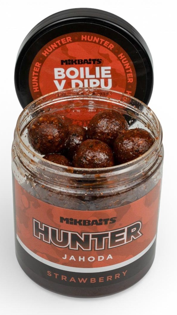 Levně Mikbaits boilie v dipu hunter jahoda 250 ml - 20 mm