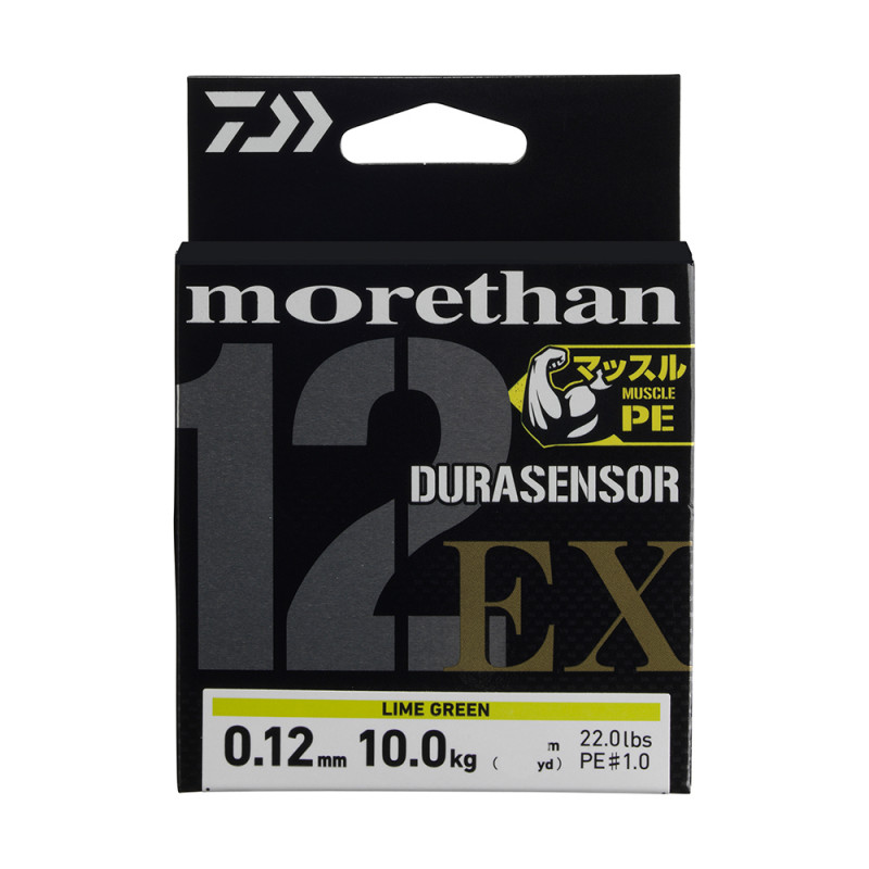 Daiwa splétaná šňůra morethan durasensosr12 braidex +si3 150 m lime green - 0,16 mm 14 kg