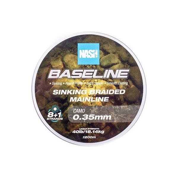 Nash Splétaná Šňůra Baseline Sinking Braid Camo 1200 m