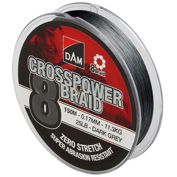 Dam Splétaná Šňůra Crosspower 8  Braid Dark Grey 150 m