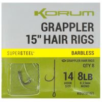 Korum Návazec Grappler 15” Hair Rigs Barbless 38 cm - Velikost Háčku 14 Průměr 0,23 mm Nosnost 8 lb
