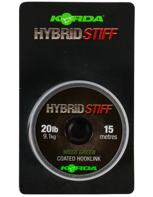 Levně Korda návazcová šňůra hybrid stiff 20 lb 15 m - weed green