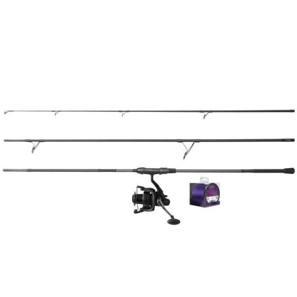 Delphin Kaprařský set CorsaBLACK NERO Prut 3,6 m 3 lb 3-díl + Naviják 6T + Vlasec 0,30 mm