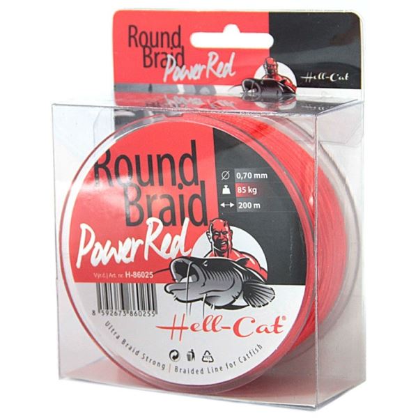 Hell-Cat Splétaná Šňůra Round Braid Power Red 200 m