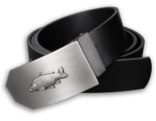 Kožený opasek 40 mm s kovovou přezkou Kapr - Černý