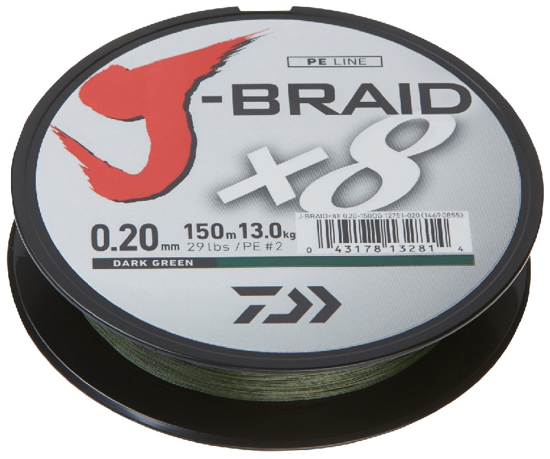 Levně Daiwa splétaná šňůra j-braid dark green 150 m-průměr 0,06 mm / nosnost 4 kg