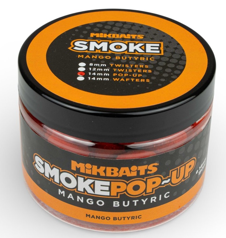 Mikbaits plovoucí boilie smoke pop-up 14 mm 150 ml - mango butyric