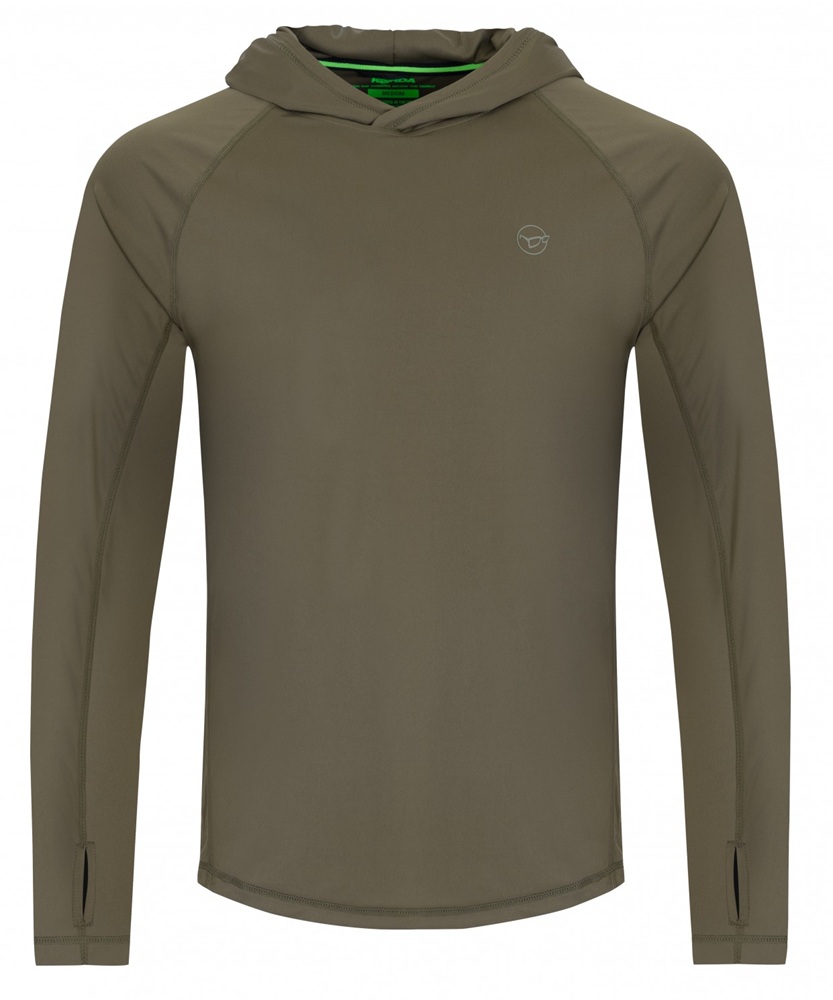 Korda triko upf hooded top dark khaki - xxxl