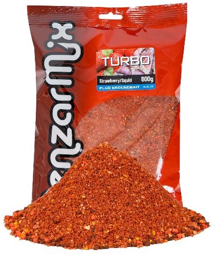 Levně Benzar mix krmítková směs groundbait turbo fluo 800 g - jahoda-squid