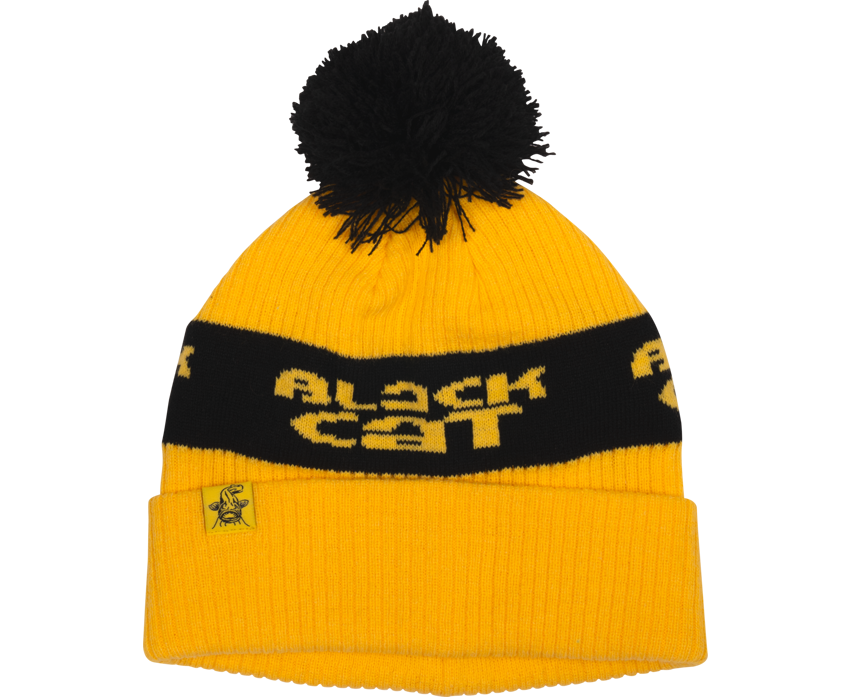 Black cat čepice yellow bobble hat