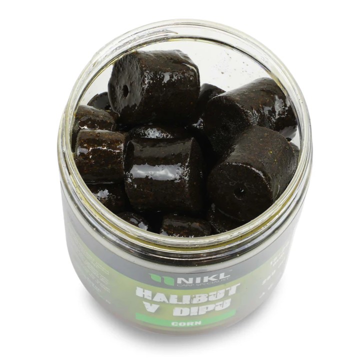 Nikl pelety v dipu black halibut - 15+20 mm 250 g corn