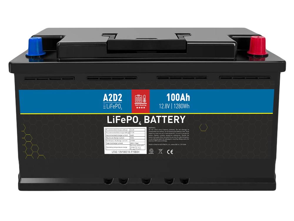 A2d2 baterie lifepo4 12,8 v 100ah f15 self-heat car battery case gotion cells