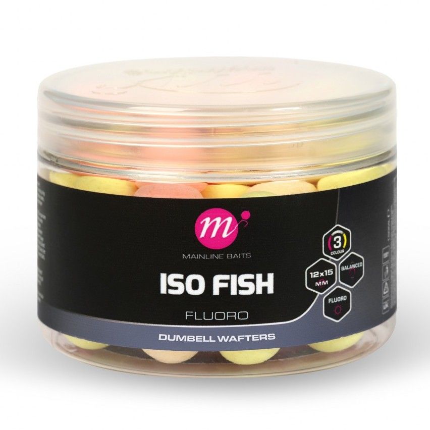 Levně Mainline balanced boilie fluoro dumbell wafters pink yellow white 12x15 mm - iso fish