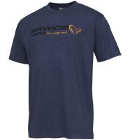Savage Gear Triko Signature Logo T Shirt Blue Melange - XXL
