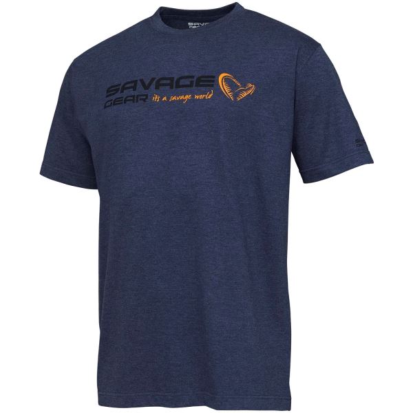 Savage Gear Triko Signature Logo T Shirt Blue Melange