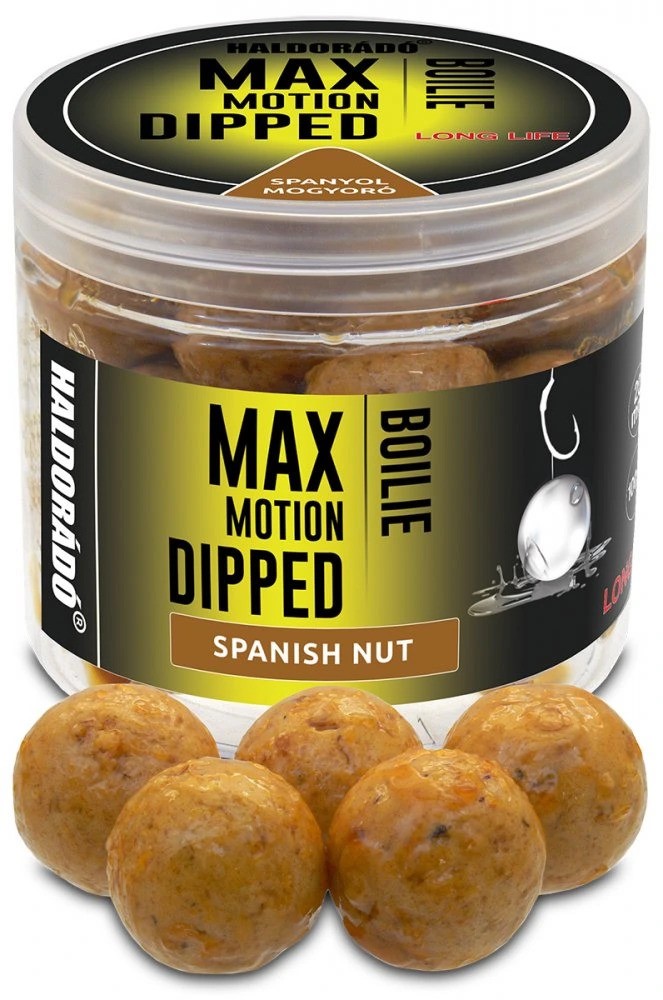 Haldorádó dipované boilies dipped max motion 80 g 20 mm - španělský ořech