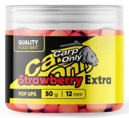 Levně Carp only plovoucí boilies hi-visual pop up strawberry extra 50 g - 12 mm