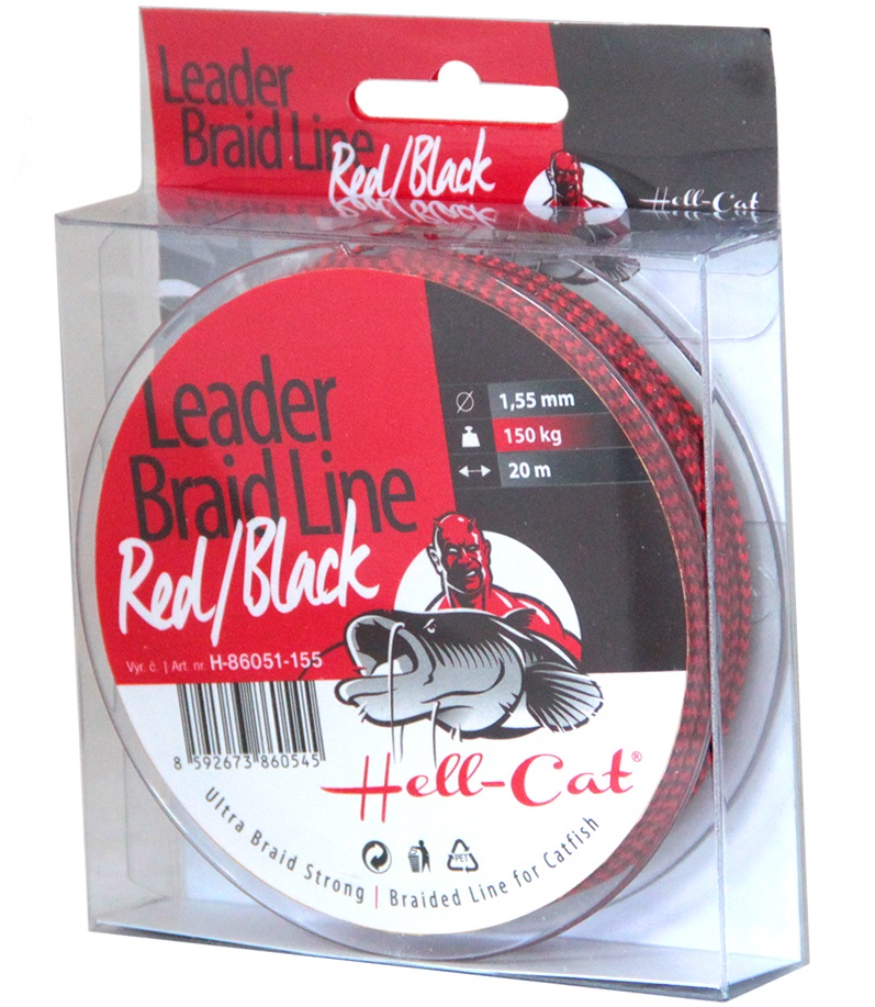 Hell-cat návazcová šňůra leader braid line red black 20 m-průměr 1,40 mm / nosnost 125 kg