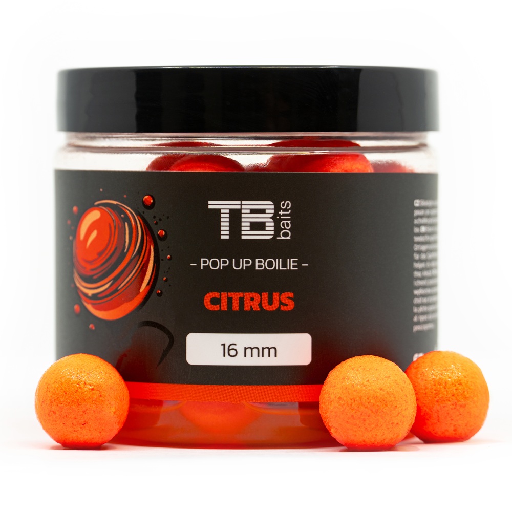 Tb baits plovoucí boilie pop-up orange citrus + nhdc 65 g-16 mm