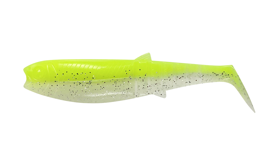 Savage gear gumová nástraha cannibal shad fluo yellow glow - 6,8 cm 3 g