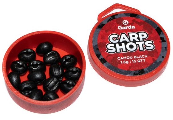 Levně Garda bročky carp shots camou black - 15 ks 1,6 g