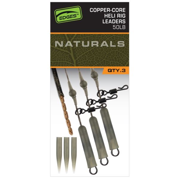 Fox Montáž Edges Naturals Copper Core Power Grip Lead Clip Leaders 3 ks