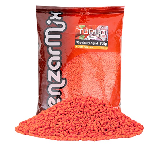 Levně Benzar mix fluo turbo pelety 800 g 3 mm - jahoda-squid