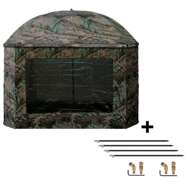 Suretti Deštník S Bočnicí Full Cover 2Man Camo 3,2 m + Set Na Podporu Deštníku